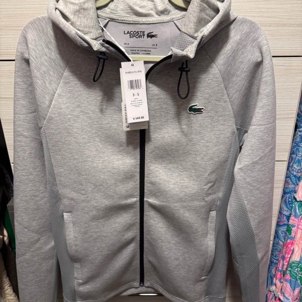 Lacoste Sport Light Gray Zip-Up Hoodie